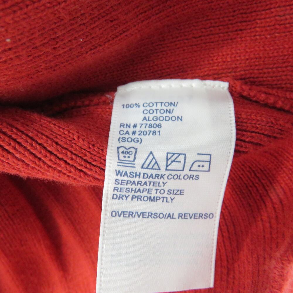 1990s Vintage Tommy Hilfiger Sweater Red V-Neck Preppy Chunky Knit Sweater 2XL - Picture 5 of 5